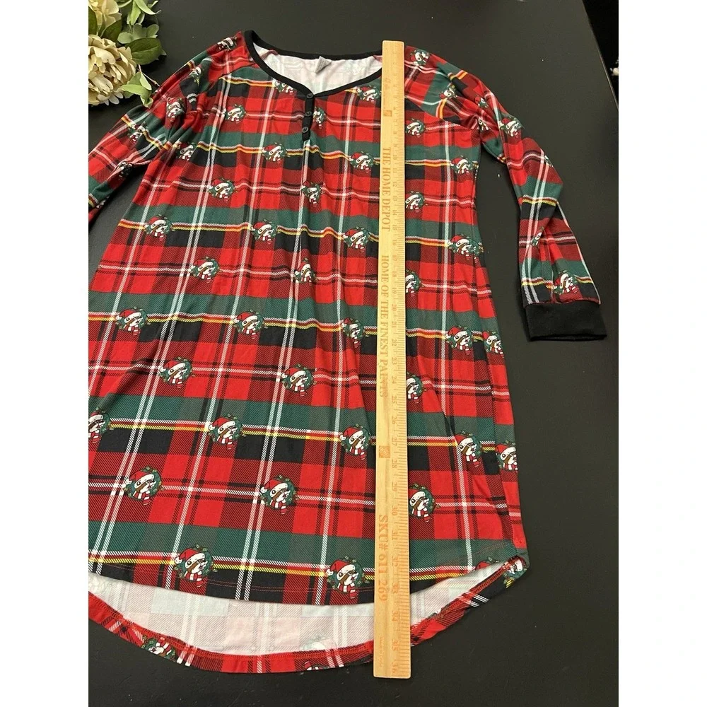 Bucees Red Black Christmas Plaid Night Gown Women's Sz M
